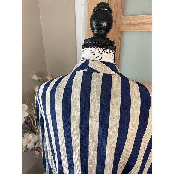 Michael Blake Vintage Dress Shirt Button-down Long Tunic Blouse Striped - Picture 10 of 10